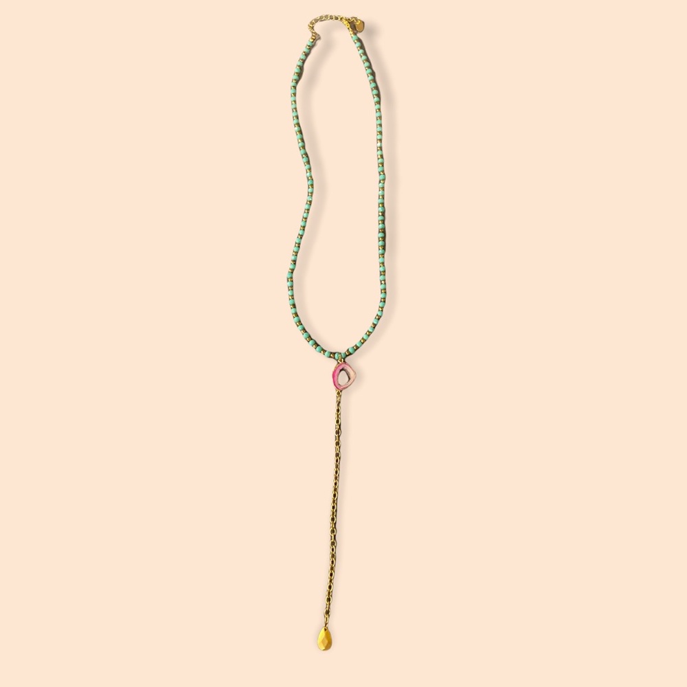 Turquoise and Gold Long Necklace